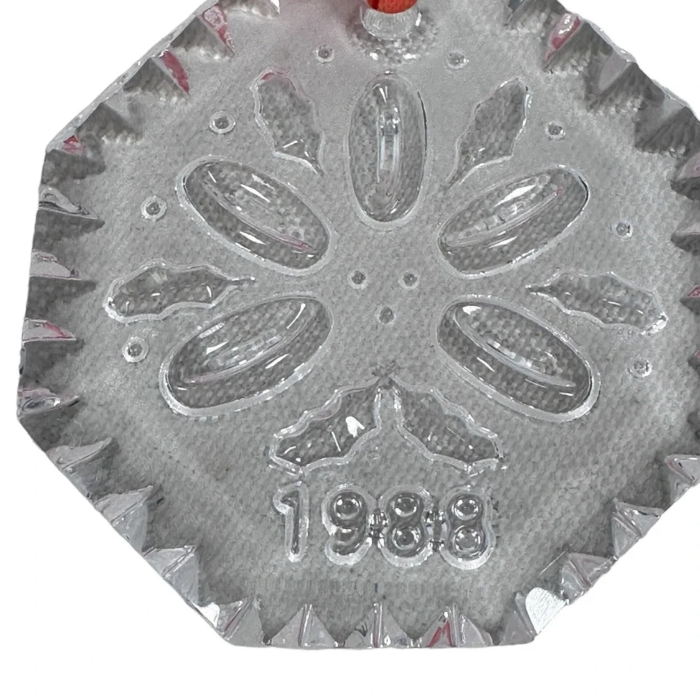 Vintage Waterford Crystal 1988 Christmas Ornament 5 Golden Rings Holly Octagon